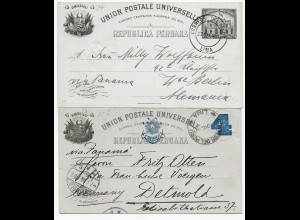 2x Postkarten nach Deutschland, 1898, 1911