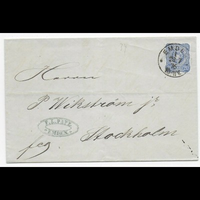 Brief 1876 Emden nach Stockholm, BPP Signatur