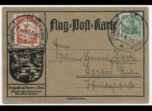 Flugpost am Rhein, Frankfurt 1912 nach Essen, Postluftschiff Schwaben