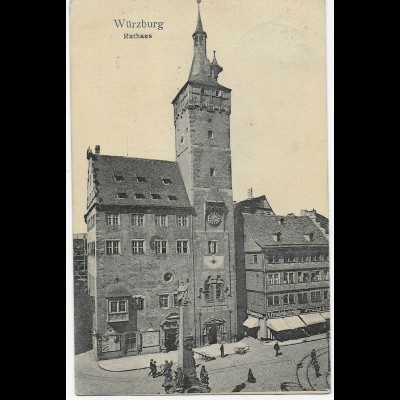 Ansichtskarte Würzburg 1908 nach Fürth