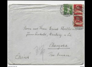 Schweiz 1917 Kreuzlingen nach Changsha/China mit Briefinhalt
