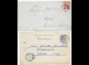 2x Briefe Sachsen, Nachverwendung: Mutzschen, Scheibenberg 1880/88