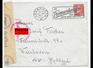 Kopenhagen 1942 nach Wiesbaden mit OKW Zensur