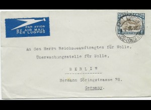 Air mail East London to Berlin, 1936