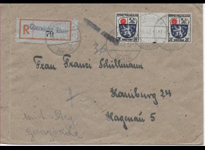 Einschreiben von Oberwinter nach Hamburg, 1947
