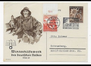 Ganzsache WHW 1938/39, Wien 1939 mit Werbestempel