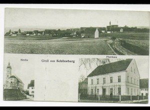 Ansichtskarte Gruß aus Schöneberg/Pfaffenhofen, 1928 nach Heidelberg