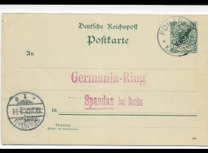 Doppel-Ganzsache MiNr. P6, Ponape nach Spandau 1901