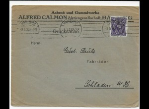 Alfred Calmon Gummiwerke Hamburg: Firmenlochung, Perfin 1923 nach Schladen