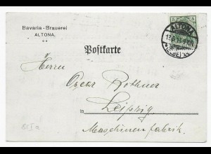 Postkarte Bavaria Brauerei Altona, 1913 nach Leipzig