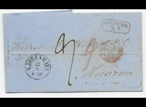 Brief Kopenhagen nach Mugron, Frankreich, 1861 über Hamburg