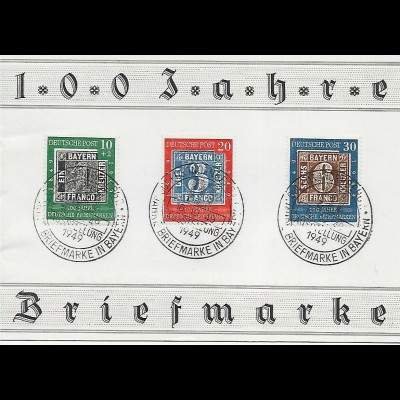 Bund: 100 Jahre Briefmarke, 1949, mit MiNr. 114II auf Sonderkarte