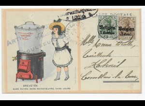 Schöne Werbe-Postkarte aus Lüttich/Liège/Roulseur 1916