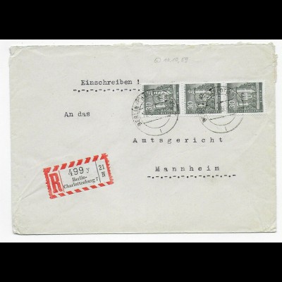 Einschreiben Berlin Charlottenburg, 1959 nach Mannheim, MiNr. 148, MeF