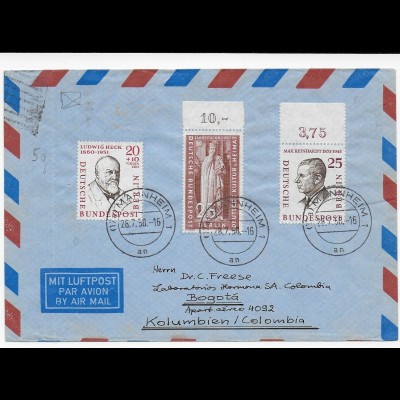 Luftpostbrief von Mannheim, 1958 nach Bogotá, Kolumbien