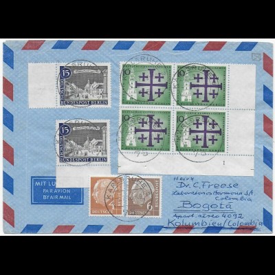 Karlsruhe, Luftpostbrief 1963 nach Bogotá, Kolumbien, Form Nr. 1