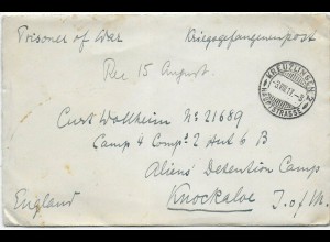 Kgf, PoW: Brief aus Kreuzlingen nach Knockaloe Internment Camp, Isle of Man,1917