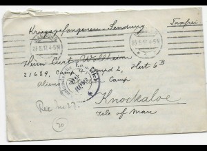 Kgf, PoW: Brief 1917 aus Hamburg nach Knockaloe Internment Camp, Isle of Man