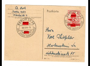 FDC Postkarte: Berlin 1944 nach Hartenstein
