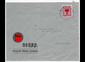 Brief NSDAP Kreisgericht Kitzingen-Gerolzhofen, 1939 Rückseitig Parole der Woche