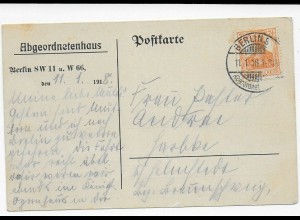 Postkarte Berlin, 11.1.1918 aus dem Abgeordentenhaus
