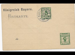 Ganzsache mit Verschnitt, München 1911