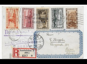 Ansichtskarte Einschreiben Saarbrücken nach Bern, 1935