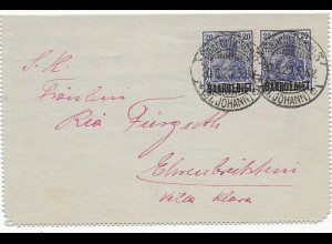 Brief aus Saarbrücken, 1920, nach Ehrenbreitstein, MeF