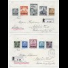 8 Briefe, Einschreiben Luxemburg, 1941 mit MiNr. 1-41 nach Schwäbisch Hall