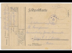 Hadersleben heute Dänemark, 1916, Feldpostkarte an Gruppe der I. Armee im Westen