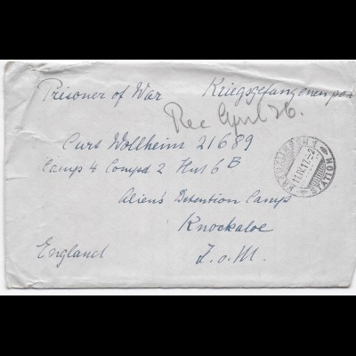 Kgf, PoW: 1917 Kreuzlingen an Alien Detentions Camp Knockaloe, Isle of Man