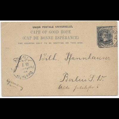Post card of Good Hope, 1904 to Berlin