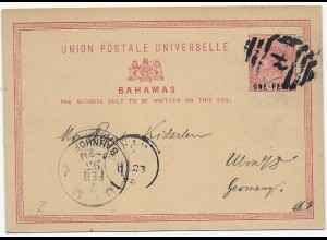 Bahmas post card 1853 to Germany