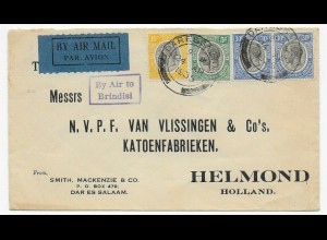 air mail Daresalam to Brindisi, to Helmond, 1935