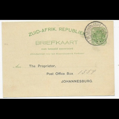 post card Johannesburg, Publicity card, 1898