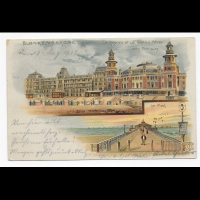 Ansichtskarte Blankenberghe, Casino, 1900 nach Bayreuth