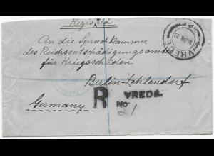Brief aus Vrede 1923 nach Berlin, Entschädgungsamt Kriegsschäden, Einschreiben
