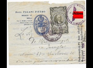 Italienisches Dokument, Übersetzung Konsulatstempel Mailand 1939, Gebührenmarken