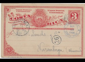 Post card San Jose to Nürnberg, 1900