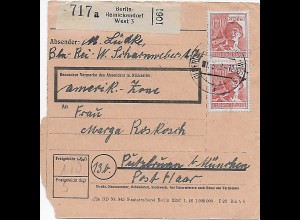 Paketkarte Berlin Reinickendorf West nach Putzbrunn MeF 1948