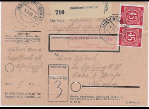 Paketkarte Ingolstadt 1948 nach Haar