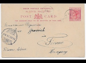 St. Lucia 1897 nach Fiume/Ungarn