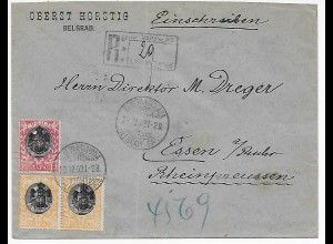 Einschreiben Belgrad Oberst Horstig nach Essen, 1931