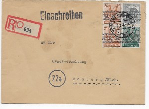 Homberg /Ndrrh, Einschreiben 1948 an Stadtverwaltung