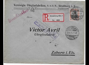 Straßburg Elsaß, Zensur 1915 nach Zabern im Elsaß