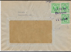 Brief aus Öhringen, 1946, rückseitig Nelken, Rosen, Hohenloher Nelkenkultur