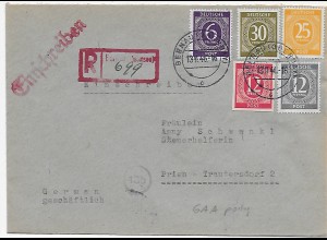 Bernau Einschreiben nach Prien, 1946 mit Ganzsachenausschnitt