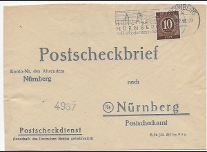 Postscheckbrief Nürnberg, 1948