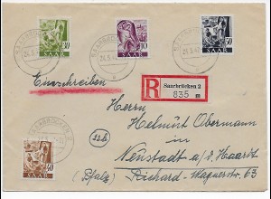 Einschreiben Saarbrücken 1947 nach Neustadt