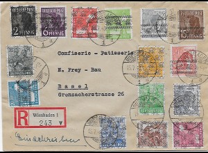 Einschreiben Wiesbaden/Flörsheim 1948 - MiF - nach Basel